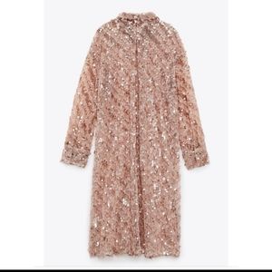Zara long Sequin Shirt dress